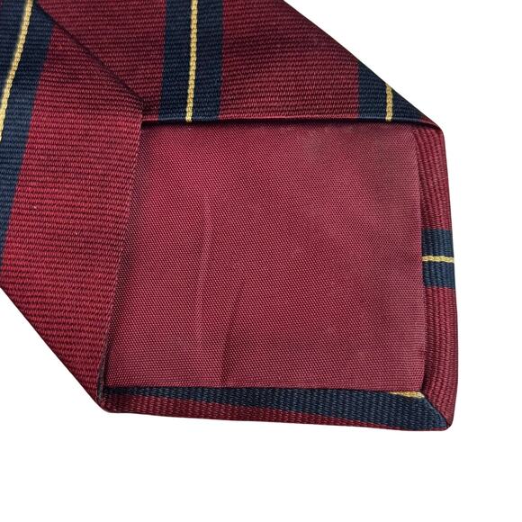 Henry À La Pensée Paris Silk Tie Men's Burgundy Navy Gold Stripe Made in France - Picture 8 of 9